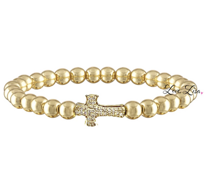 Christine Medium Beaded Cross Bracelet