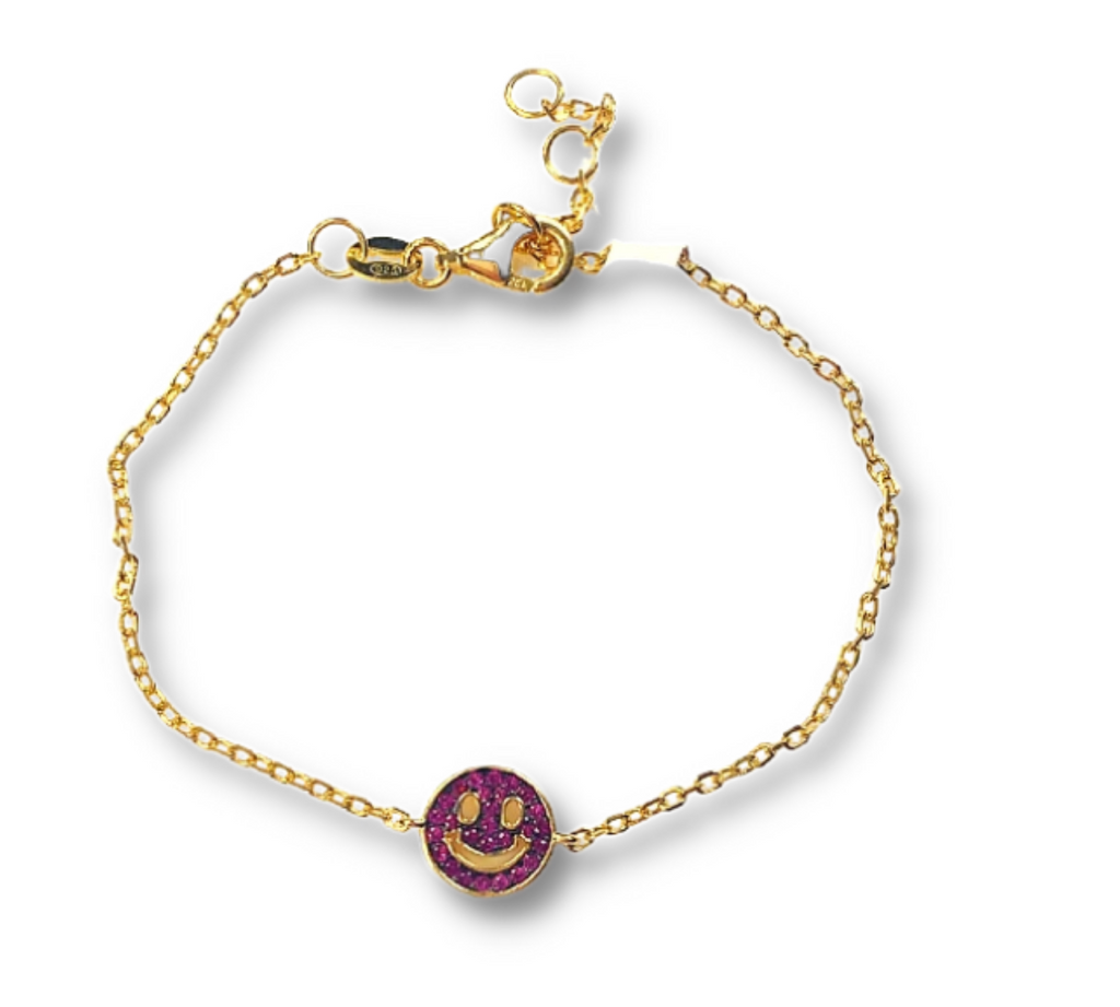 CZ Smiley Chain Bracelet