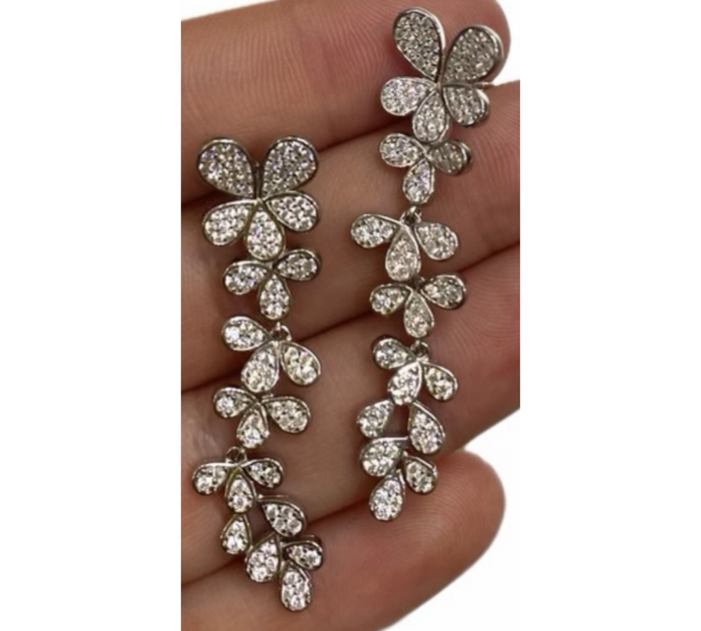 Silver Flower Drop Earrings