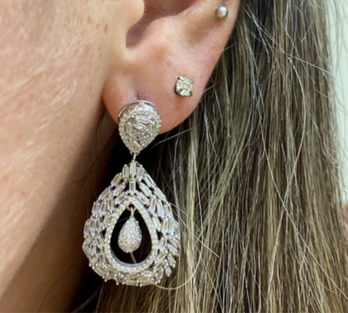 Silver Almond Drop Earrings