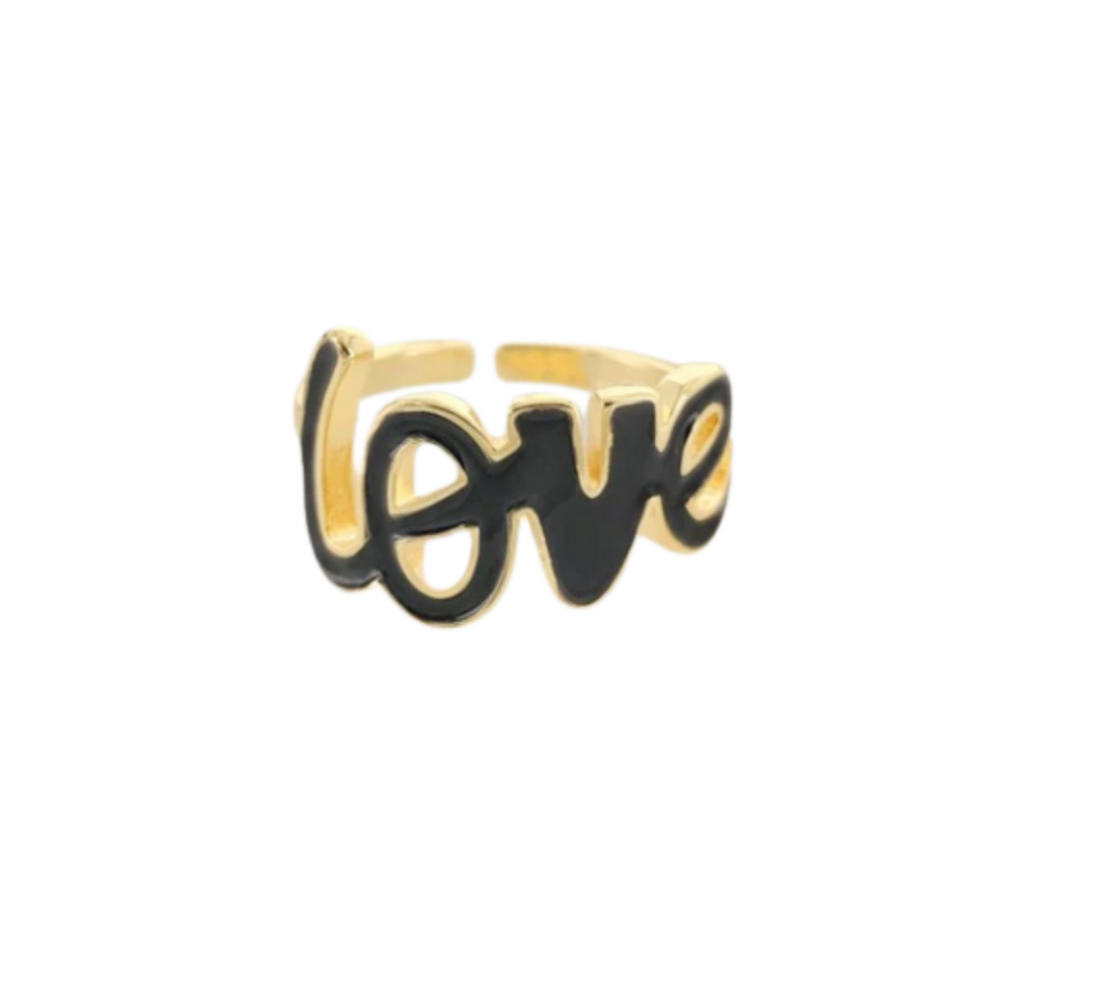 Enamel Love Gold Ring