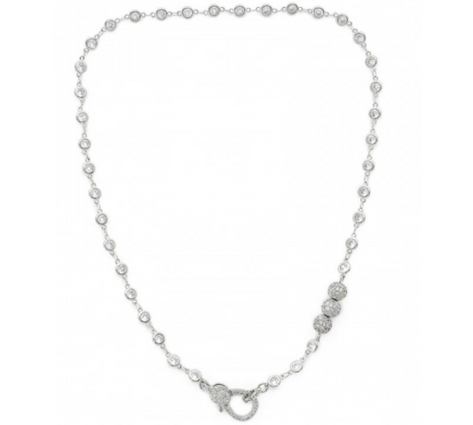 Short CZ Chain Necklace with Triple Pave Detail
