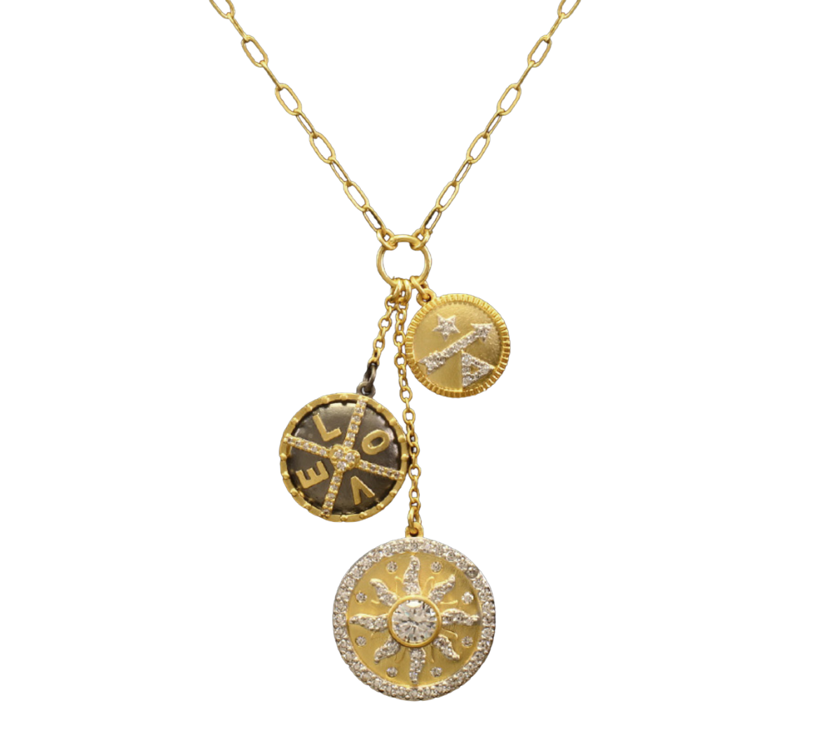 Gold/Black 3 Charm Necklace