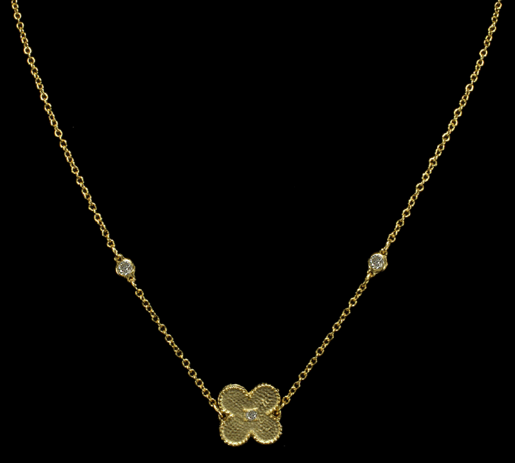Flower Necklace with CZs.