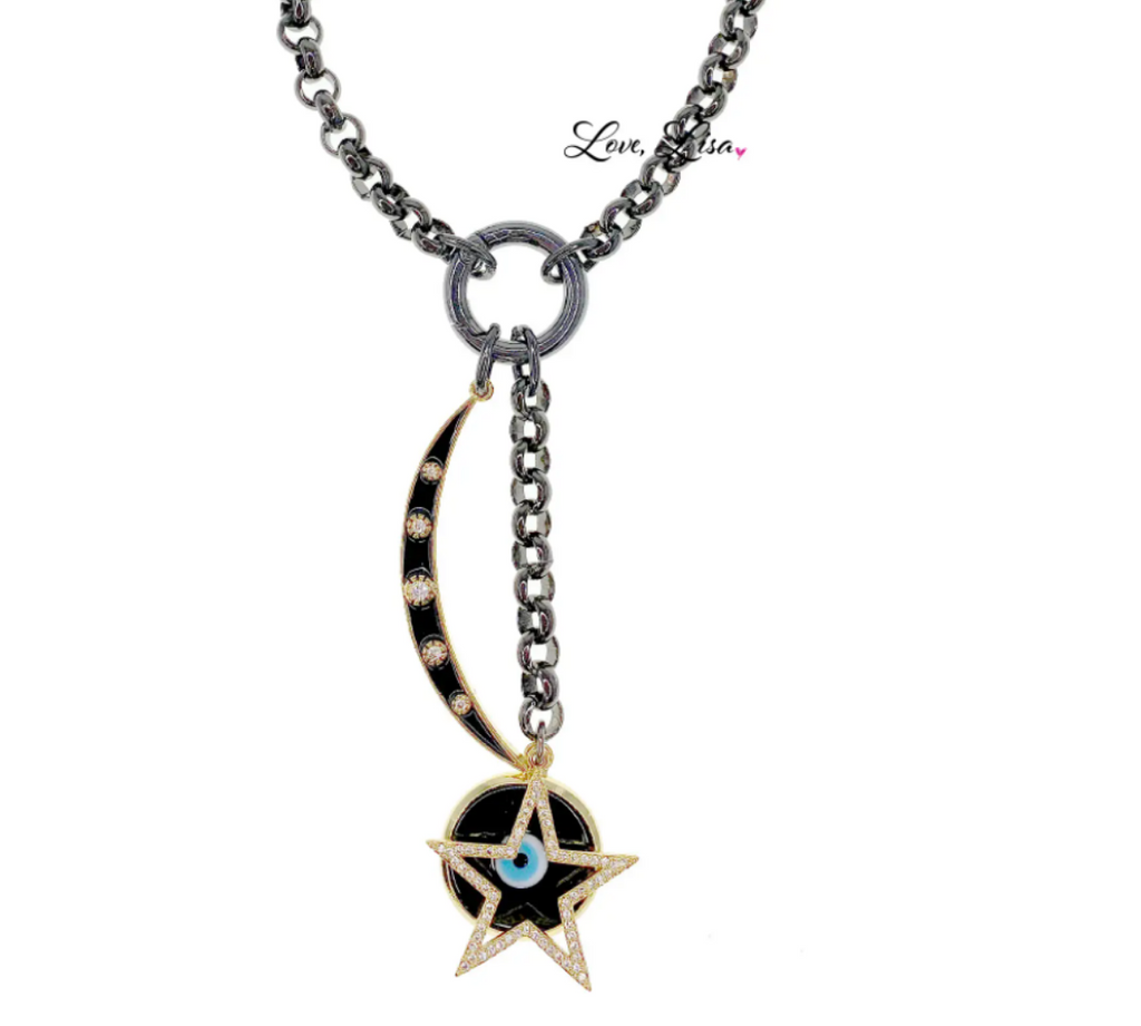 Black Moon & Star Necklace