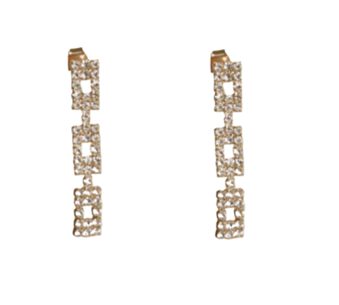 Three Tier CZ Earrings