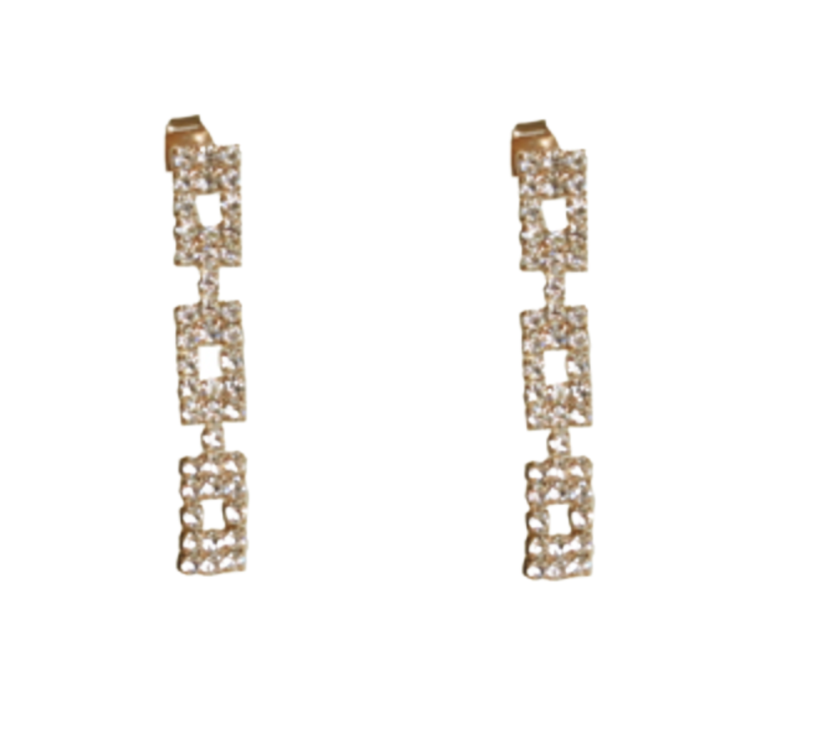 3 Tier CZ Earrings