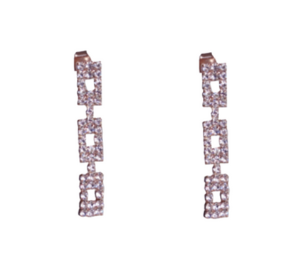 3 Tier CZ Earrings