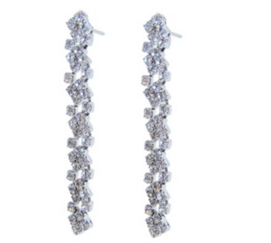 Silver Crystal Drop Earring