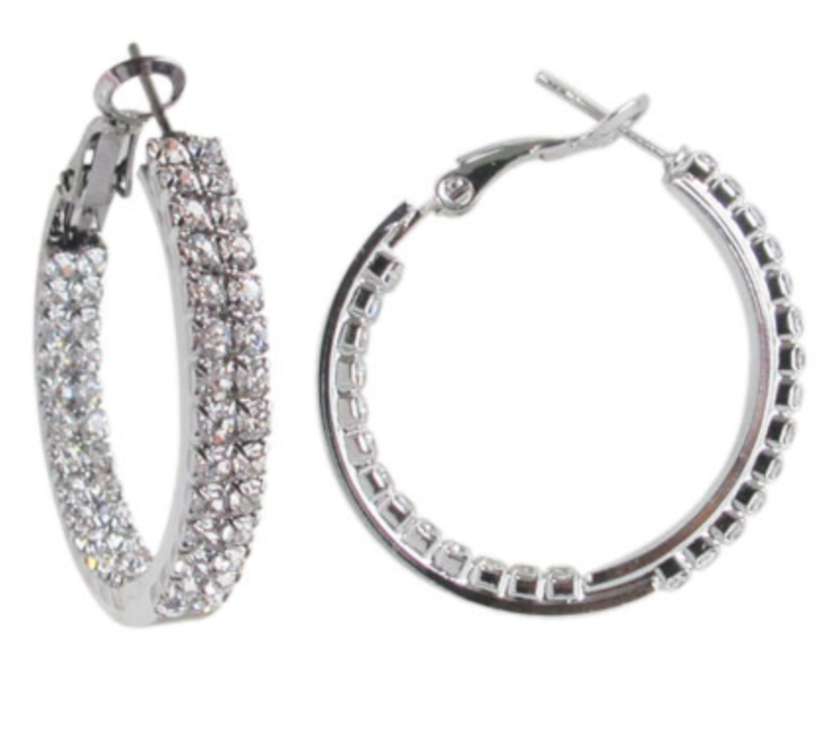 Silver Crystal Hoop