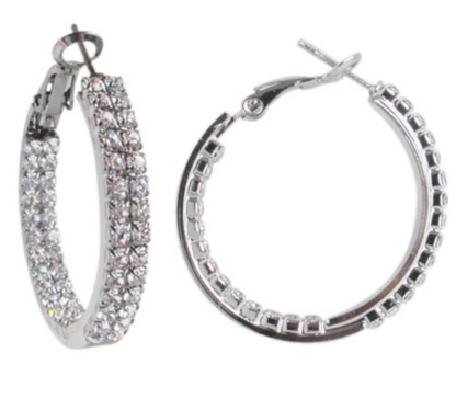 Silver Crystal Hoop