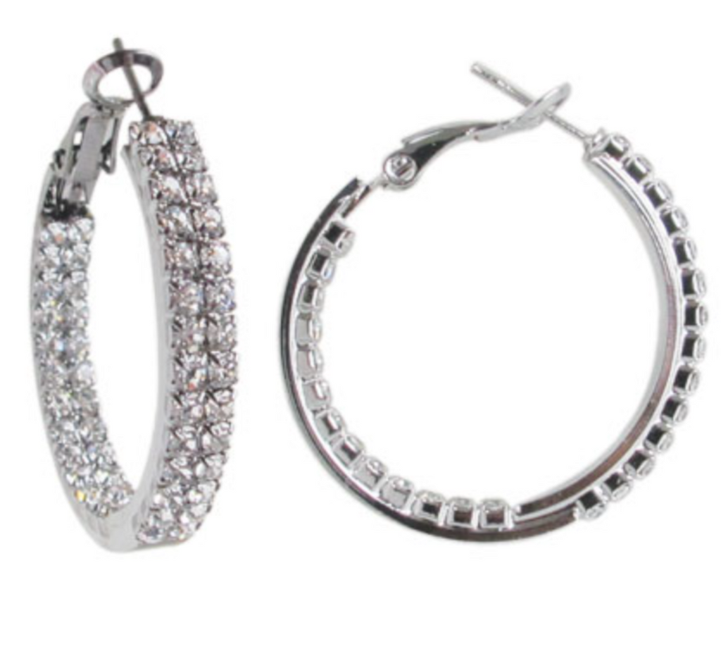 Silver Crystal Hoop