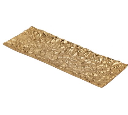 Gold Rectangle Textured Serving Tray