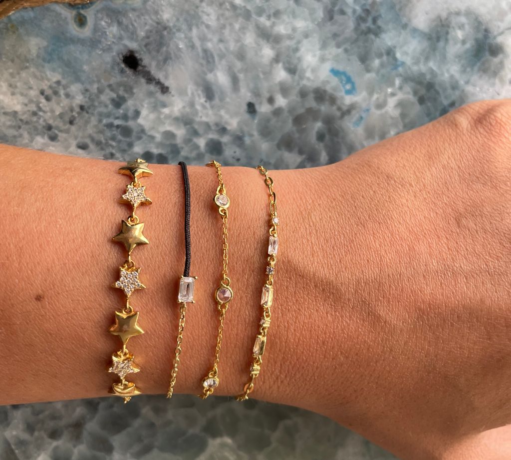 Dainty Two Stone Link Bracelet