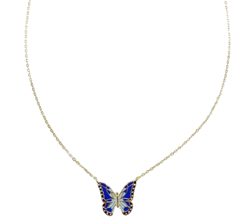 Blue Butterfly Necklace
