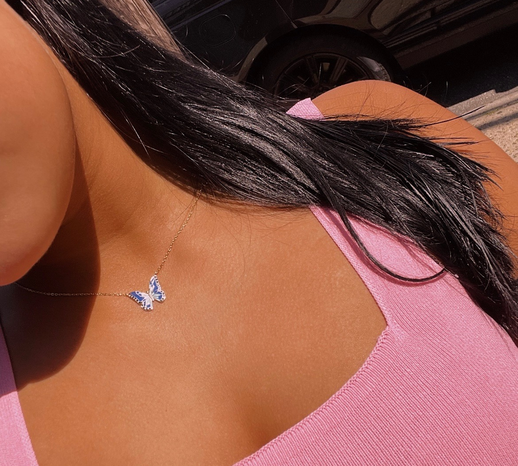 Blue Butterfly Necklace