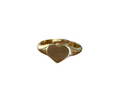 Gold Adjustable Signet Heart Ring