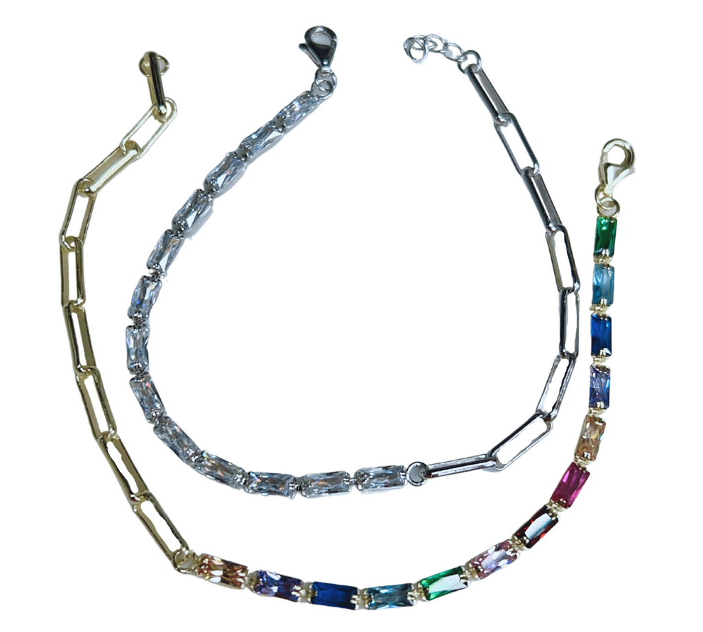 Paperclip and CZ Bracelet