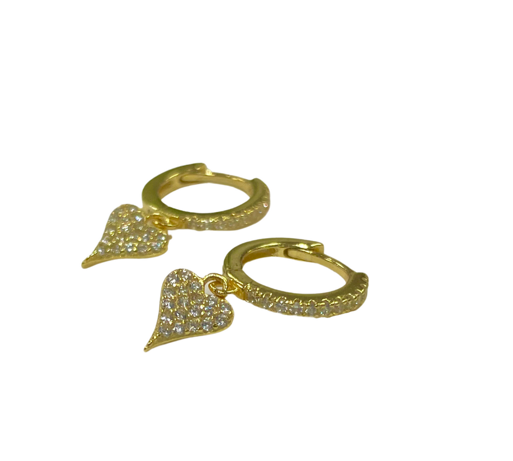 Pave Heart Hoops