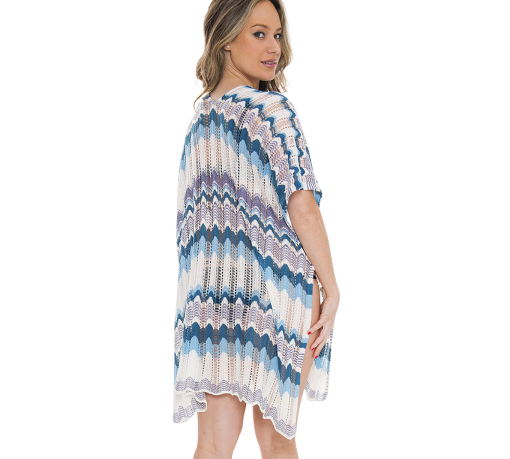 Blue ZigZag Chevron Patterned Beach Cover Up