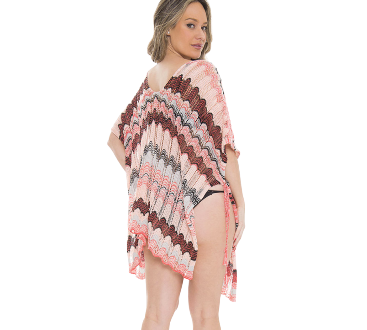 Pink ZigZag Chevron Patterned Beach Cover Up