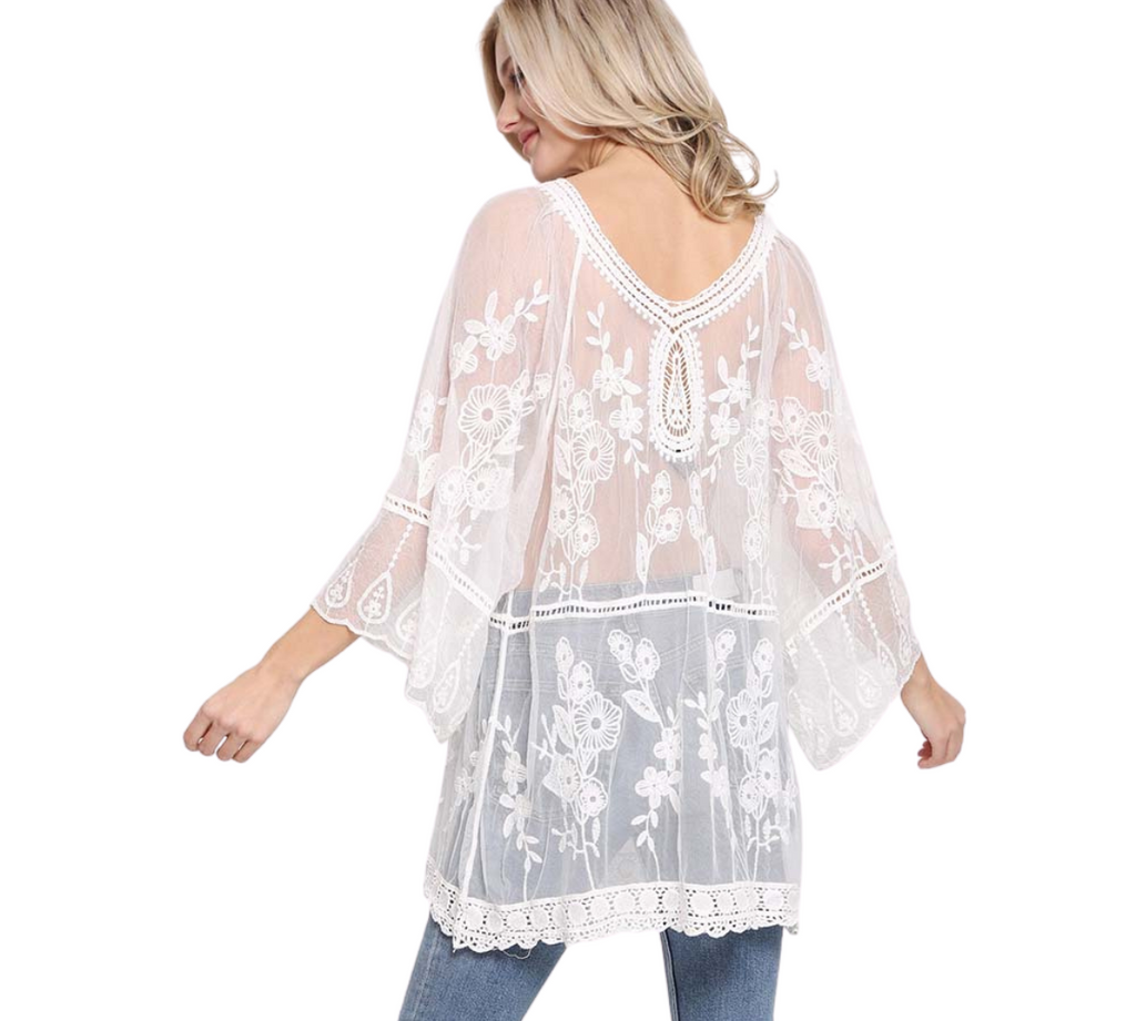 Flower Patterned Lace Cover Up