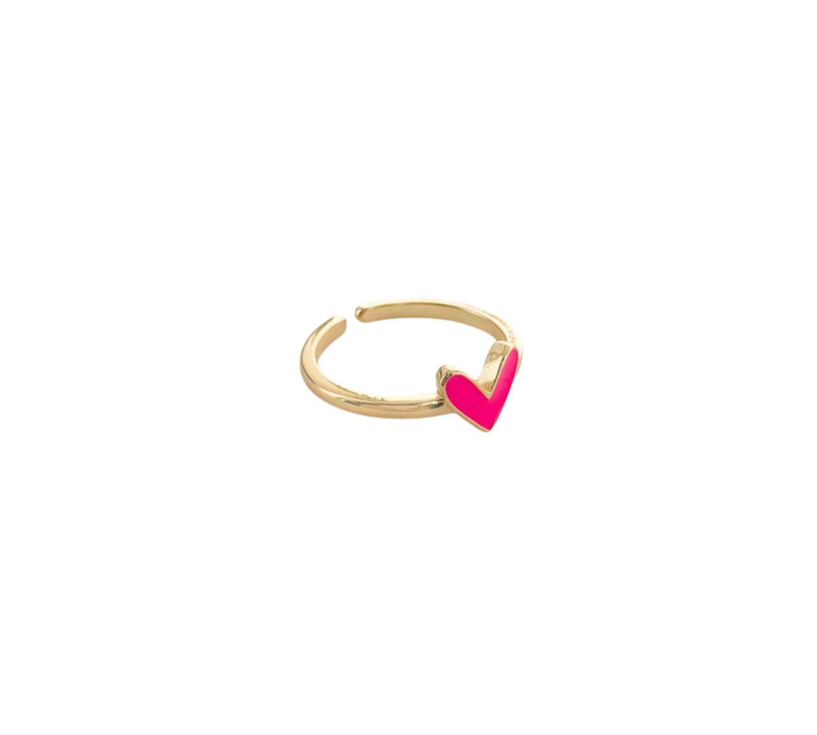 Enamel Adjustable Heart Ring