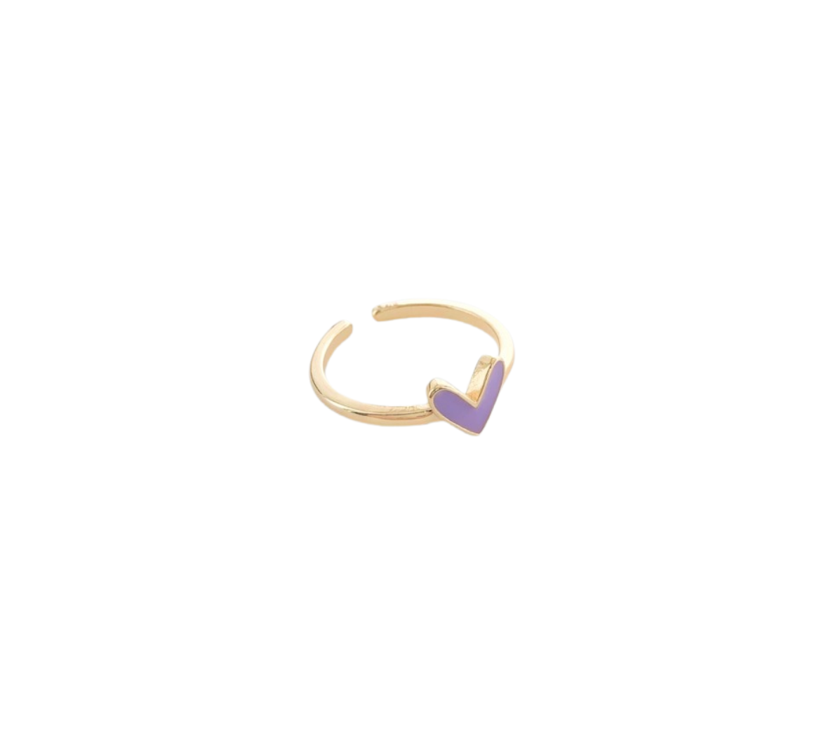 Enamel Adjustable Heart Ring
