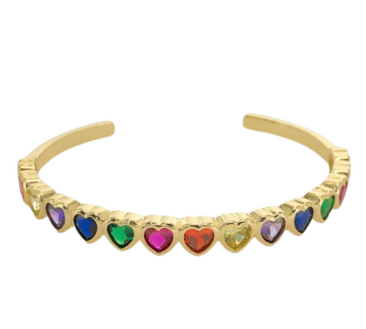 Rainbow Studded Heart Cuff