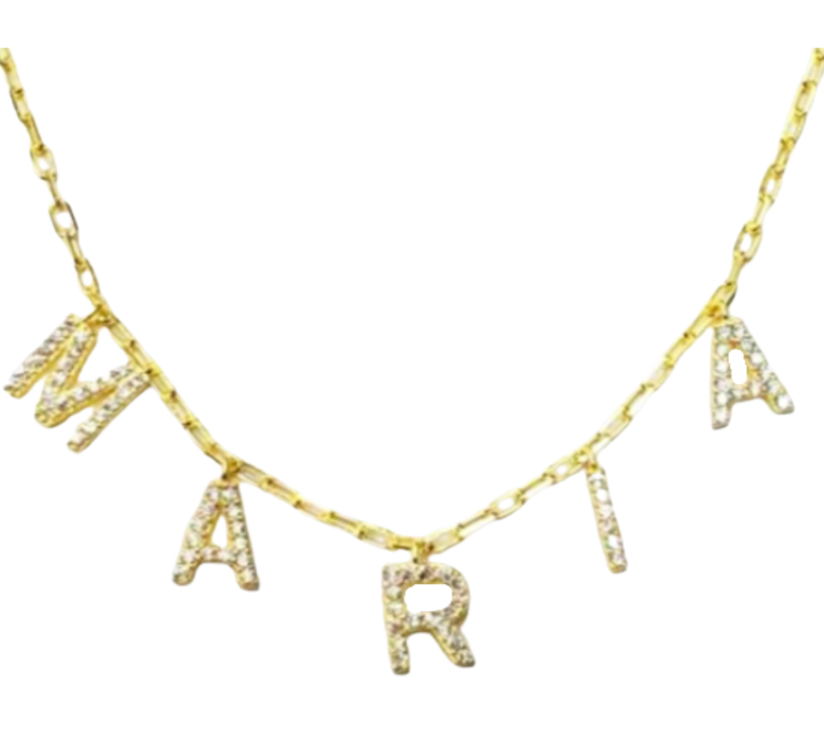 Maria Dangling CZ Name Necklace