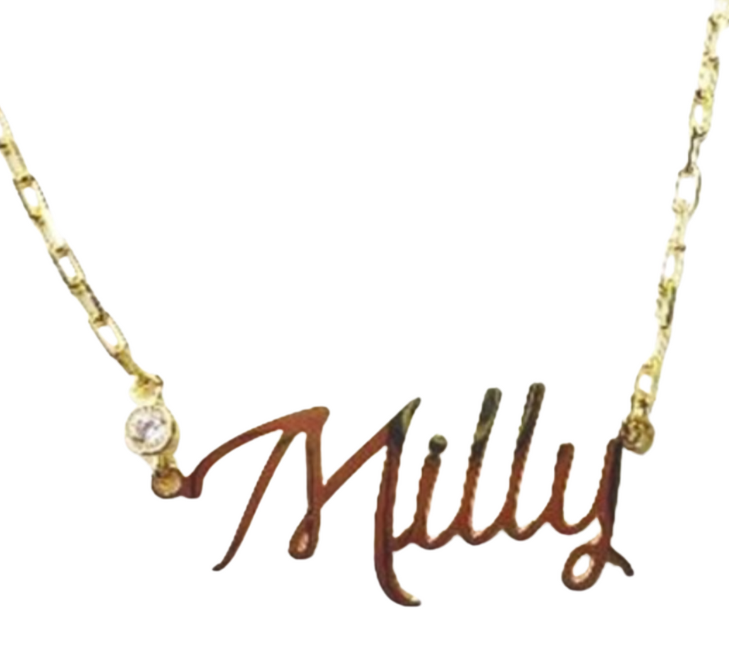 Milly Name Necklace with Side CZ