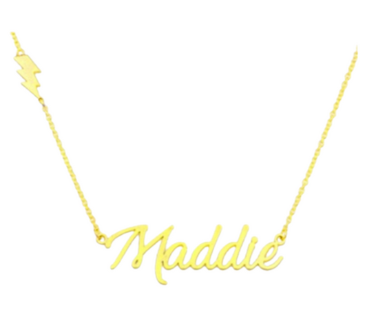 Maddie Lightening Bolt Name Necklace