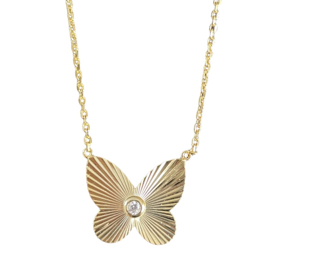 Gold Large Butterfly with CZ