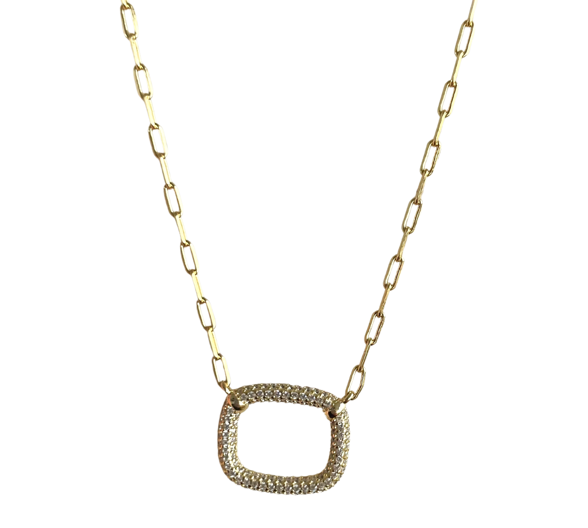 Open Square CZ Necklace