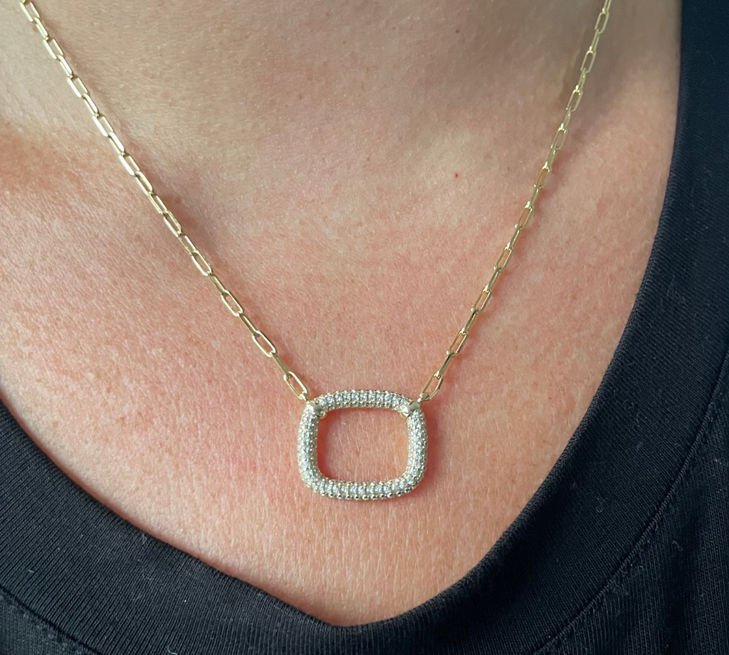 Open Square CZ Necklace