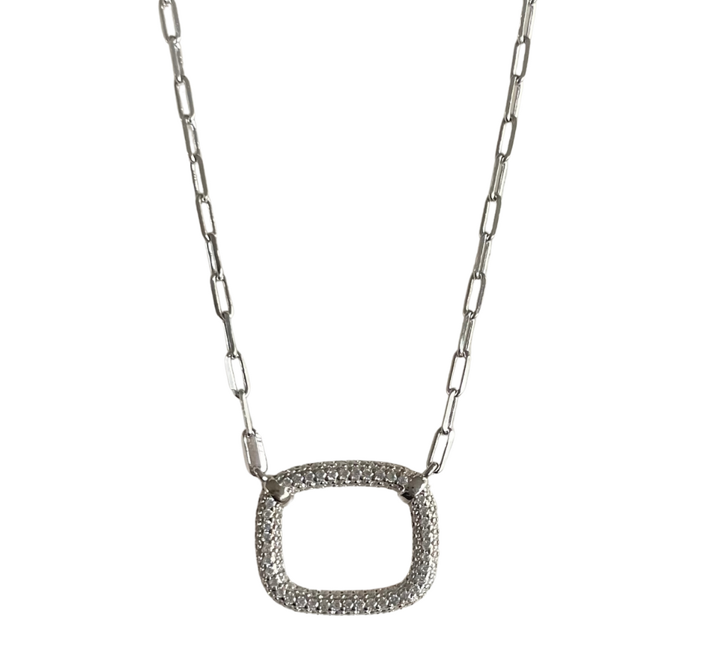 Open Square CZ Necklace