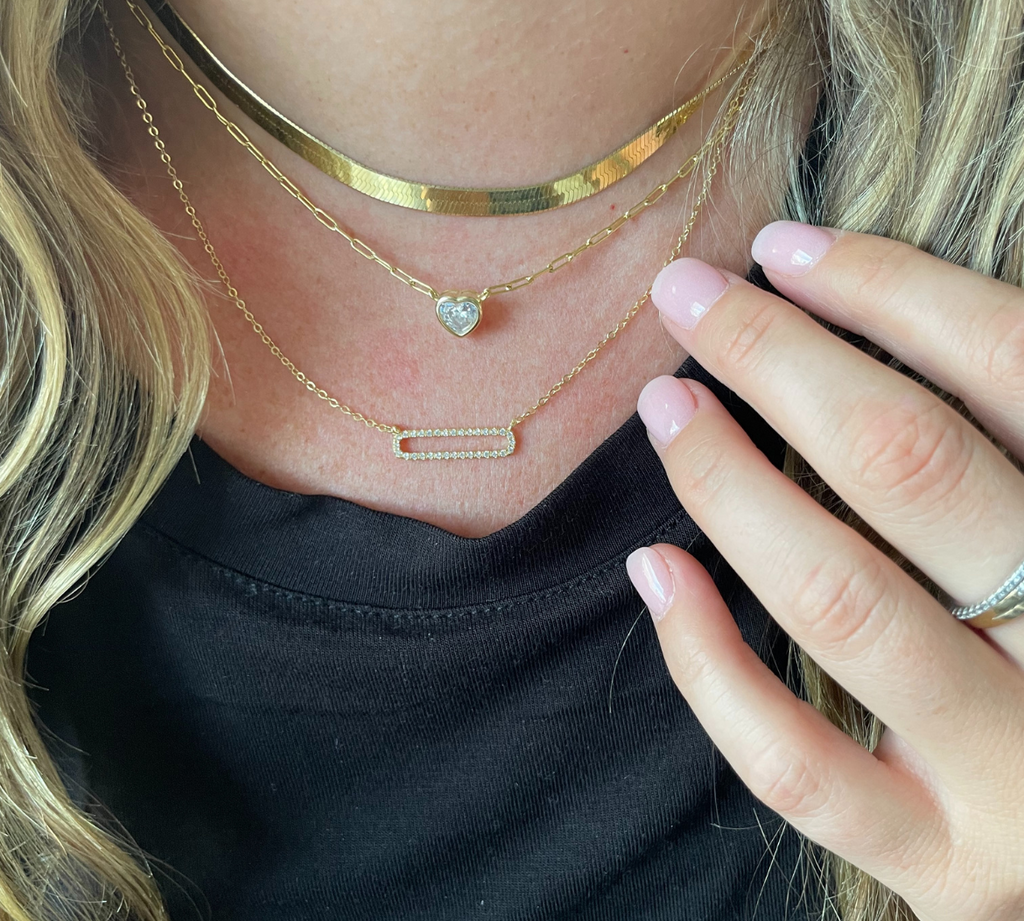 Open CZ Bar Necklace