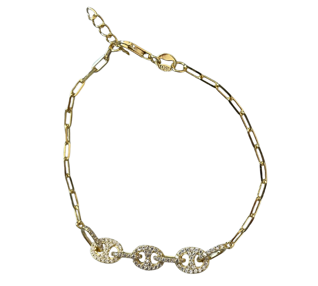 Gold CZ Link Bracelet
