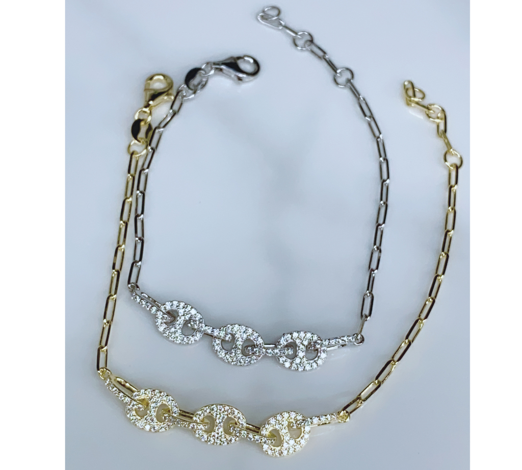 Gold CZ Link Bracelet