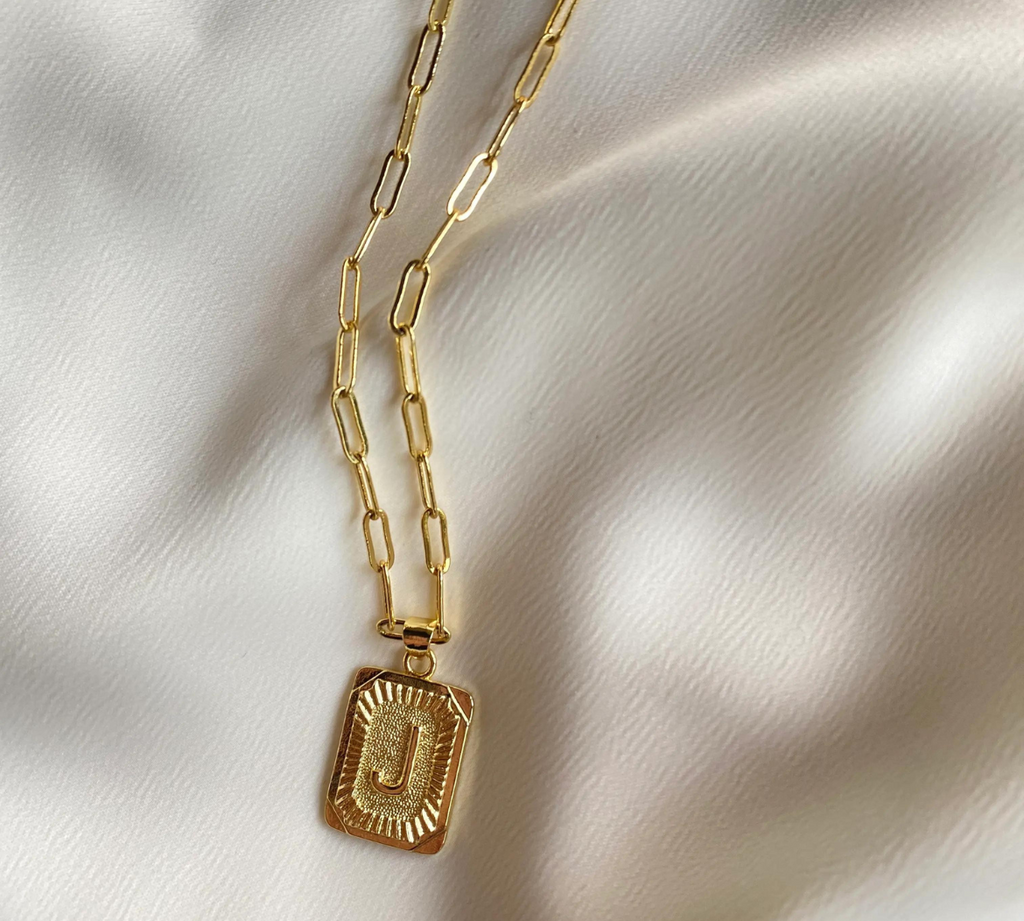 Rectangle Initial Link Necklace