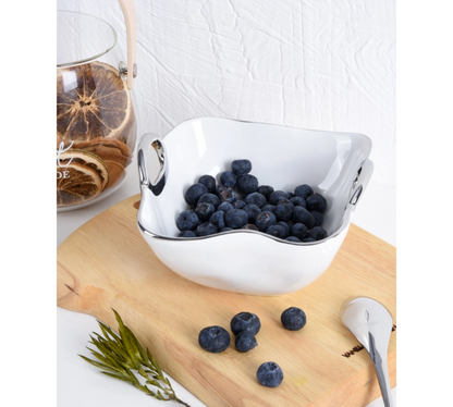 Snack Bowl with Silver Handles