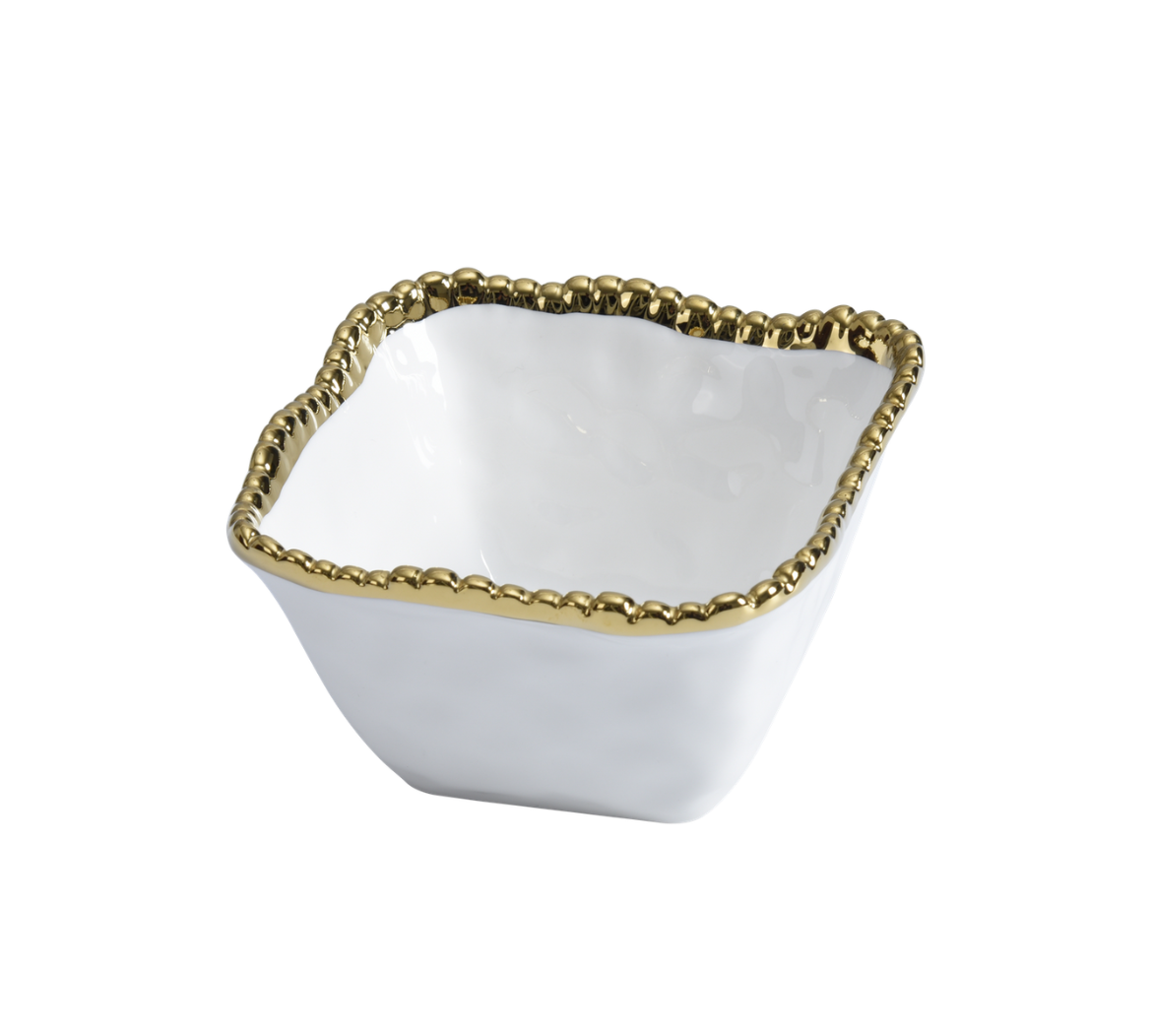 Square White/Gold Snack Bowl