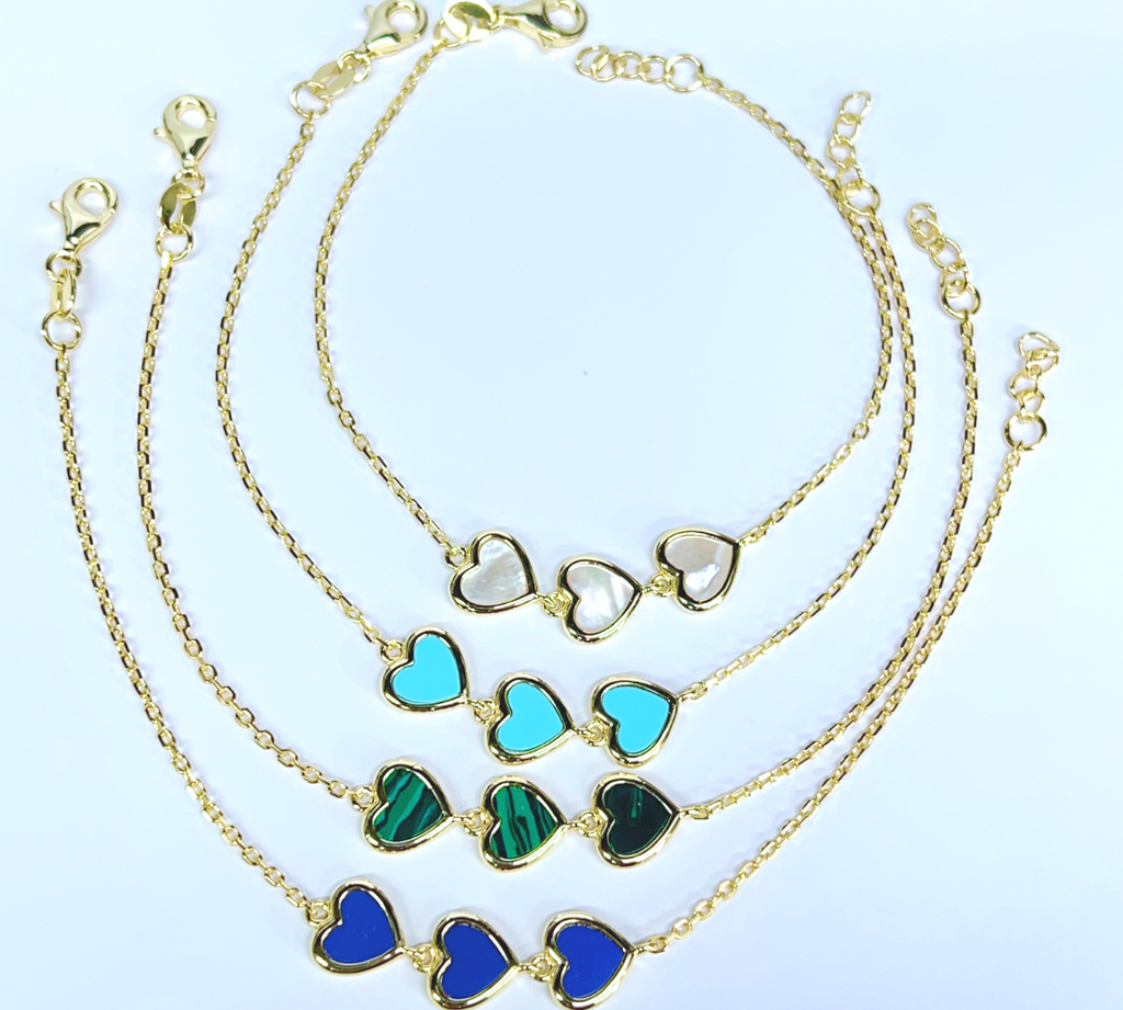 Triple Heart Enamel Bracelet
