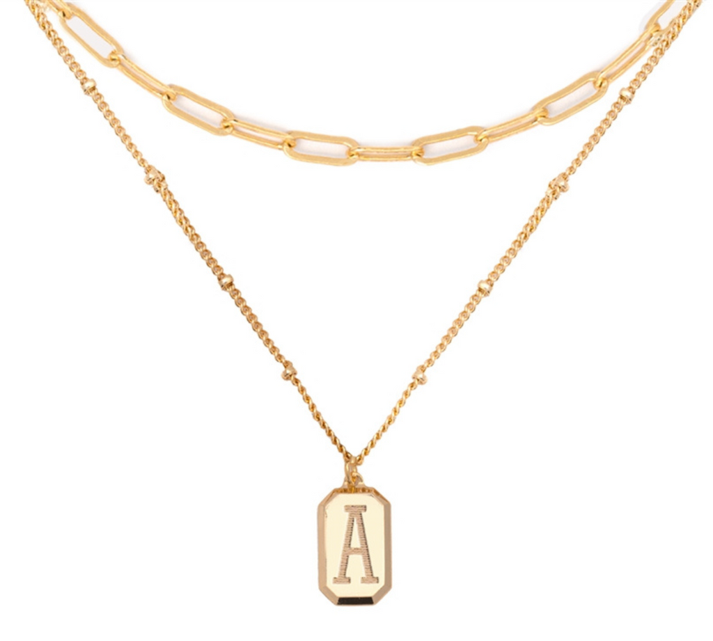 Initial Tag Layering Necklace