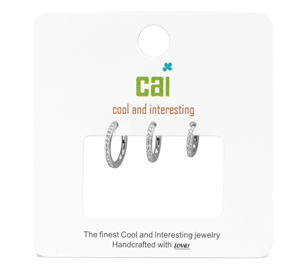 Triple White Pave Huggie Hoops