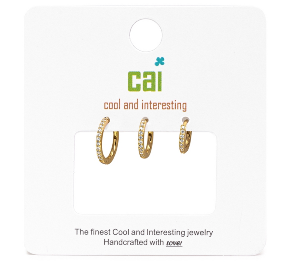Triple White Pave Huggie Hoops