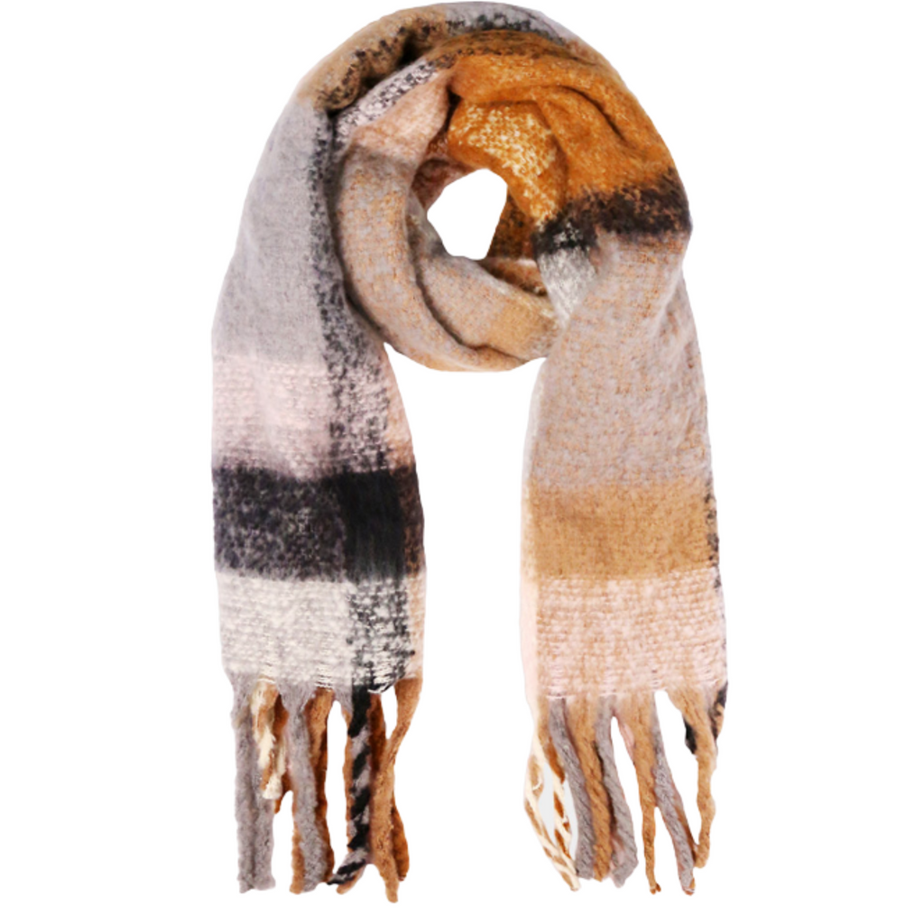 Plaid Check Patterned Cozy Oblong Scarf