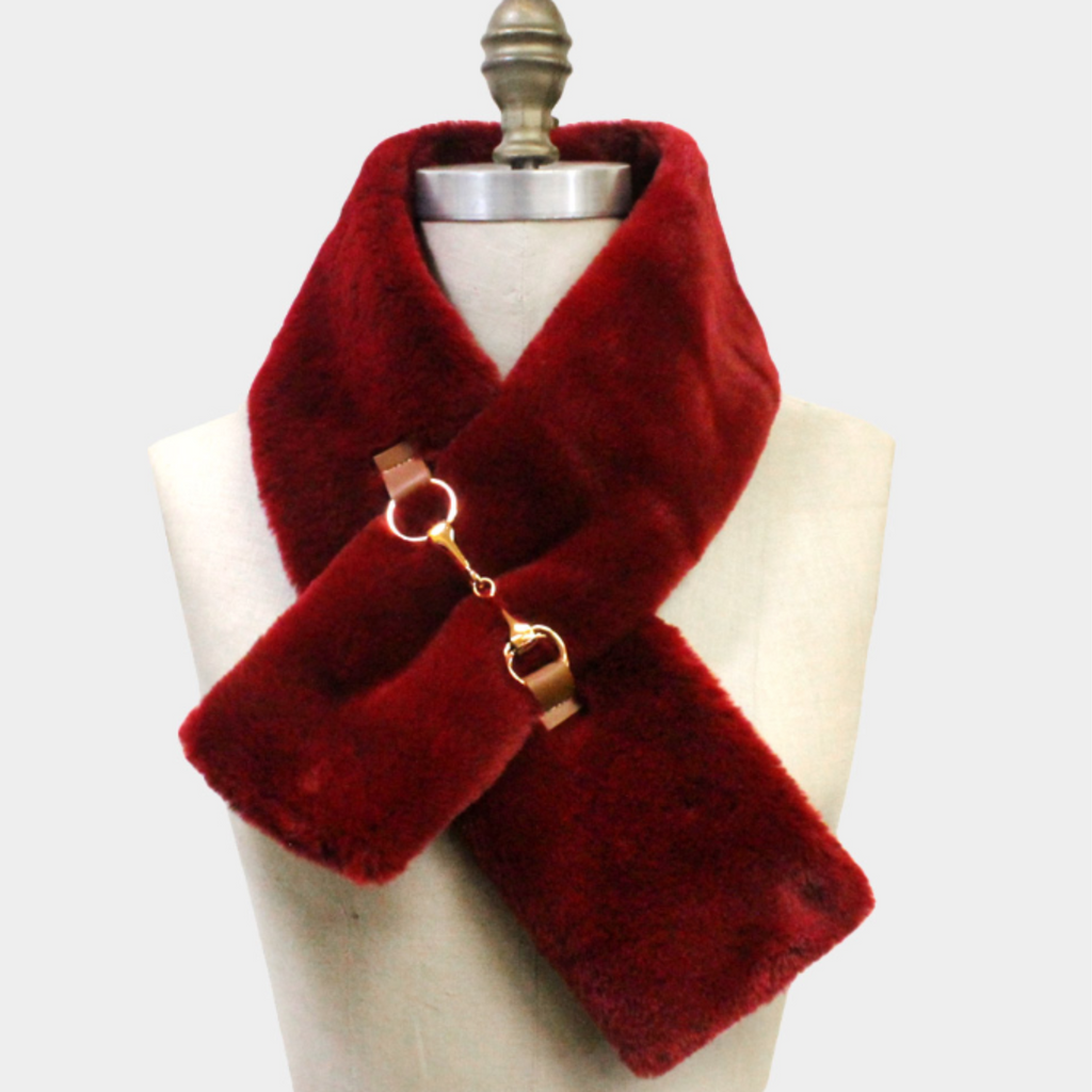 Faux Fur Leather Pull Through Scarf