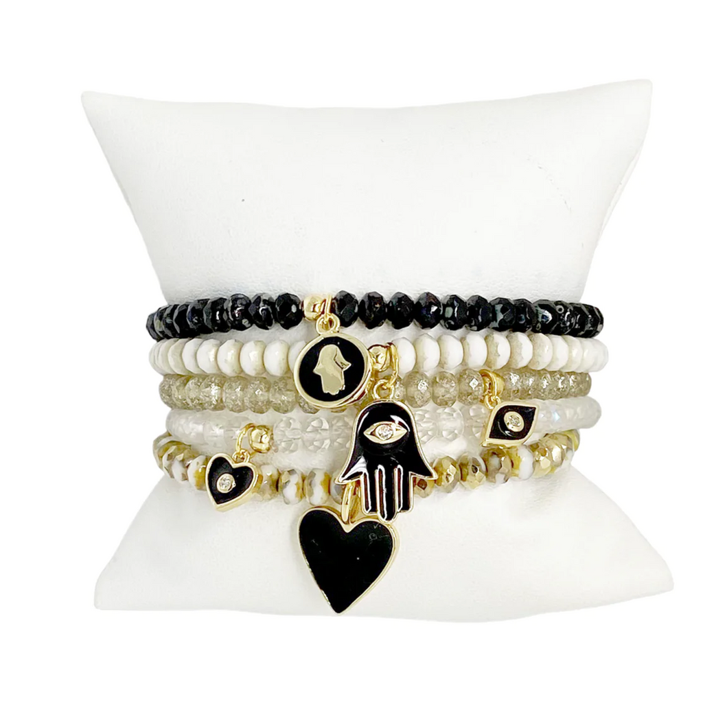 Harper Hamsa Love Stack of Crystal Beaded Bracelets