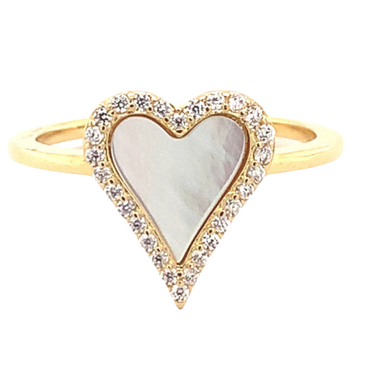 Enamel Heart CZ Ring